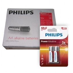 Pack de 12 blister de Pilas alcalinas Philips AA X2 unidades