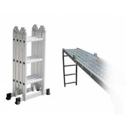 Escalera andamio aluminio 4.4mts 16 escalones + chapones